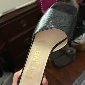 CHANEL Black Quilted Slingback Heels